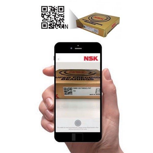 NSK Verify App, scanning 2D code, NSK Bearing Box NSK Verify App