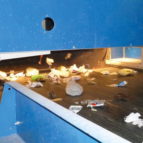 Others, Material Handling, Conveyor Sorter, waste separation Optical sorter conveyor at a recycling plant