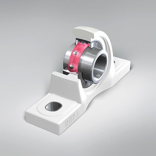 RHP Life-Lube Molded-Oil insert Corte de un rodamientos con alojamiento Life-Lube® de NSK en el que se puede apreciar el inserto Molded-Oil