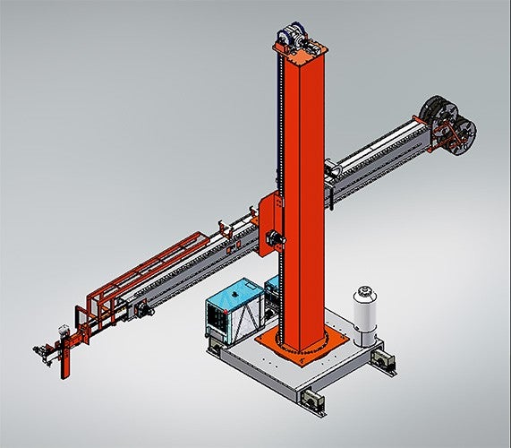 CON_Welding-machine_drawing_571x500_rgb_96dpi.jpg The large welding machines are based on a column and boom design. Photo: Ganomagoga